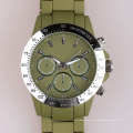 Pulsera verde del ejército Tachymeter del reloj del mens del cuarzo de Japón, mens del reloj del cronógrafo